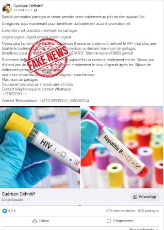 Faux, il n’existe aucun  traitement définitif contre  le VIH/ SIDA