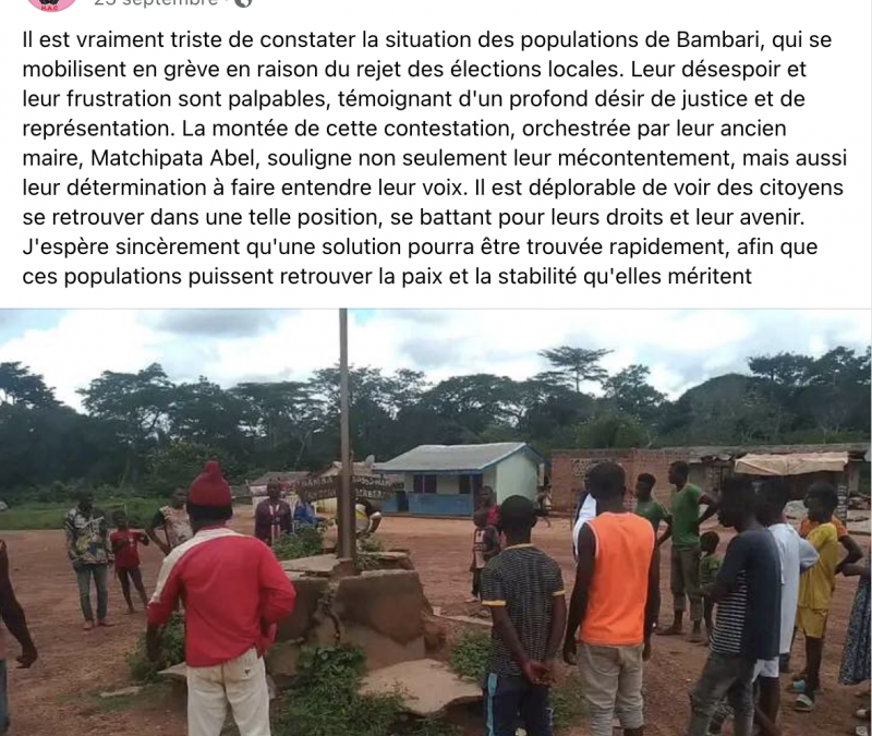 Attention, aucune manifestation  contre le report des élections locales à Bambari 