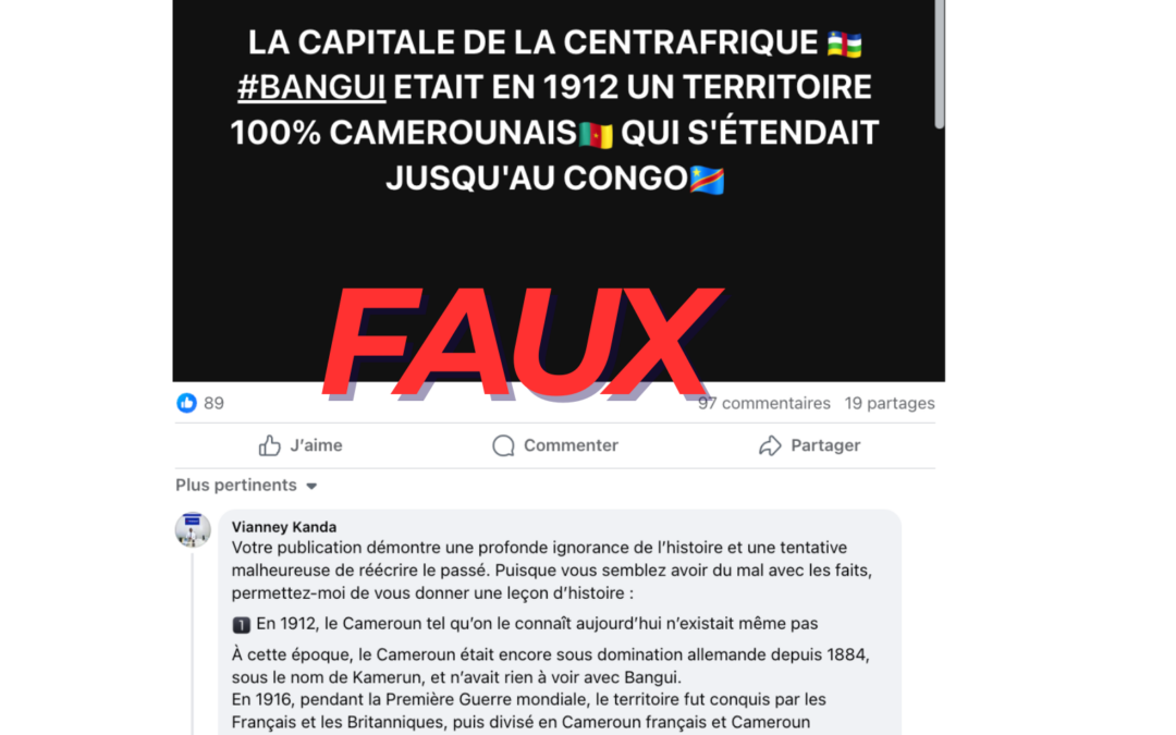 Non, Bangui n’était pas considéré comme un territoire camerounais en 1912